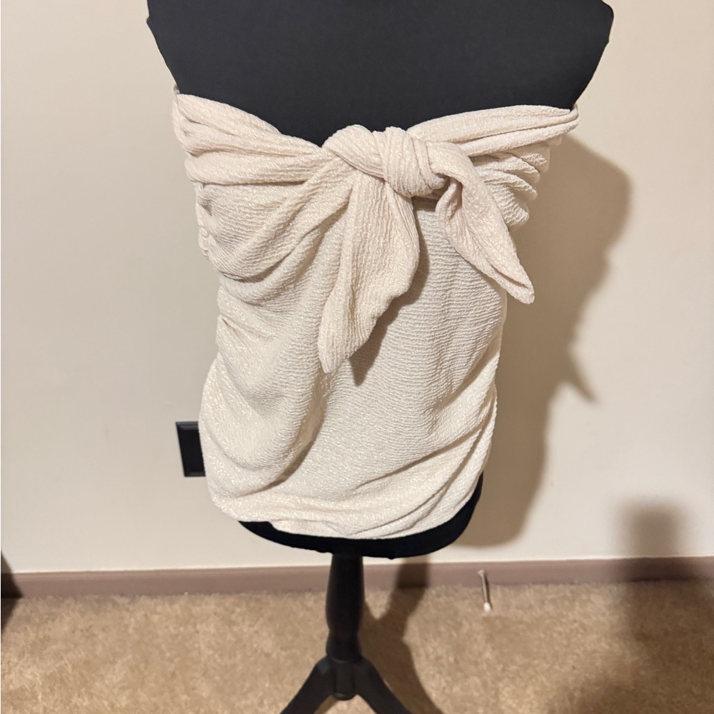Express Cream Tie-Front Crop Top